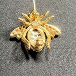 Joan Rivers  bee pin brooch gold tone green eyes rhinestones Photo 6