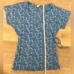 Sweet Pea Blue Paisley Mesh Wrap Top Photo 6