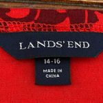 Lands' End Dress Womens Large Red Jersey Faux Wrap Graphic Print Career Office Photo 5