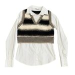 Veronica Beard  Spear Mixed Media Vest in White Multi, Size S Photo 3