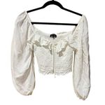 Cotton Candy LA Smocked Cropped Ruffle Ballon Sleeve Blouse Women’s Size Large Photo 0