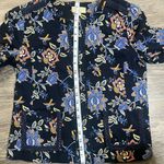 Loft women’s blue Navy Floral print blazer size 6 ,97% cotton long sleeve Photo 11