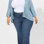 Torrid Red Holiday Sweater Dress with Gingerbread Detail Sparkling Blue Sequin Cardigan Photo 0