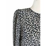 The Kooples Silk Mini Dress Baroque Lace-Print Long Sleeve Black Cream Medium Photo 7
