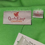 Quacker Factory NWT  Green Embroidered Embellished‎ Bicycle 3/4 Sleeve Top L Photo 3