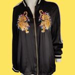 Divided H&M  Tiger Bomber Jacket Japan Satin Embroidered Black Women's Size 2 Photo 1