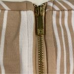 Liz Claiborne  Striped Top Women’s Lg Tan White Puff Pleated Sleeve Soft Office Photo 4