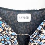 Saylor Temperley Floral Print Long Sleeve Mini Dress Black Blue Women's XS Photo 7