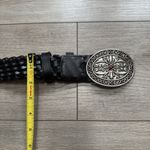 Valerie Stevens NWT  Black Braided Bonded Leather Belt Silver Tone Buckle Sz S/M Photo 1