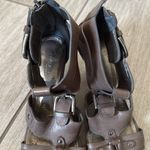 Preview International  Brown Leather Buckle Strappy Kitten‎ Heel Sandals 5.5 Photo 2