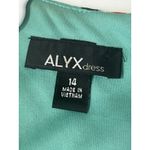 ALYX Dress Turqoise Floral/Denim Ruffle Cap Sleeve w/ Empire Waist Belt Size 14 Photo 6