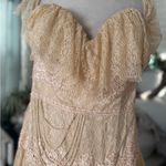 Elegant Cream Lace Wedding Dress gown costume vintage classic style flowy boho Tan Size 16W Photo 5