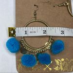 Shiraleah CHICAGO Zola Turquoise Blue Earrings Boho Gypsy Pom Hoops NWT Photo 4