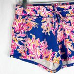 Lilly Pulitzer  Small Shorts Yasmin‎ Coral Print Blue Pink Pull On Pockets 1474 Photo 4