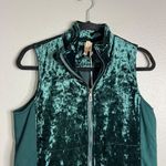 XCVI NWT  Forest Green Full Zip Velvet Velour Vest w/ Pockets Size Small‎ Photo 3