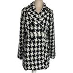 Candie's Vtg  Y2K Houndstooth Double Breasted Coat sz L Black White Wool  Bow 2000 Photo 1