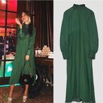 ZARA NWT  Elegant Satin Long Sleeve Mock Neck Midi Dress Size Small $80 Photo 1