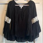 Joseph Ribkoff  | Black & White Lined Long Sleeved Blouse Lace Detailing Size 12 Photo 0