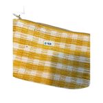 Handwoven Yellow & White Checkered Cosmetic Pouch With Floral Liner 9" X 6" Yellow Photo 6