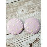 Vintage Clip On Earrings Light Purple & Cream Circle 1" Photo 1