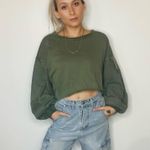 Peach Love California NEW Olive Green Cropped Sweatshirt Photo 0