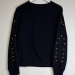 Sandro  Embellished Sleeves Navy Crewneck Photo 0
