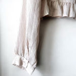 ZARA Beige Ruffle Hem Blouse with Oversized Embroidered Collar Women’s Size M Photo 5