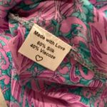 Boho Queens Size S Silk Blend Pink Mandala Paisley Lightweight Zip Midi Skirt Photo 6