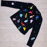 Michael Simon beaded lace ribbon perfume cropped long sleeve funky sweater sz s Blue Photo 0