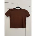 TALULAH $36 New  Square neck Ribbed Crop Tee - Brown - Large Photo 2