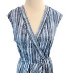BCBG Max Azria Women's‎ Blue White Vertical Stripe Sleeveless Wrap Dress Small Photo 3