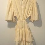 Beulah Womens Yellow Ruffled Tie Front Puff Sleeve Mini Dress Photo 7