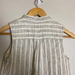Billy Reid Linen Blend Stripe Button Up Sleeveless Tank Top Photo 3