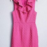 Trina Turk  Pink Textured Ruffle Dress Photo 0