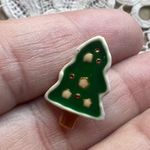 Vintage Enameled Christmas Tree EARRINGS Holiday‎ Ugly Christmas Gold Green Photo 3