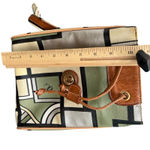 Double Fish 90s Leather Geometric Beige Green Silver Drawstring Shoulder Bag Photo 2