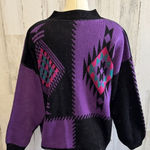 Vintage Southwestern Geometric Sweater One Size‎ Fits Most Aztec 80s 90s Black Size undefined Photo 0