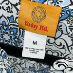 Ruby Rd . blue and white mosaic floral short sleeve V-neck blouse 24” P2P Photo 2