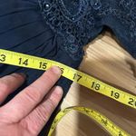 Formal Navy Blue Dress with Lace Sleeves Boned Bodice Size 8/10 Photo 4