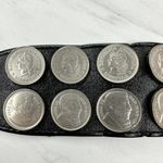 Vintage Argentina Coin Studded Leather Chain Belt Gaucho Western Small (S) ✨ Black Photo 2