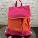 Vera & Lucy Vera Bradley Pink Orange Paisley Drawstring Granny Backpack Gym Diaper Bag Photo 0