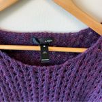 AQUA Purple Open Knit Crochet Pullover Sweater Photo 1