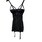 Frederick's of Hollywood Vintage  Black Satin Sheer Teddy Bodysuit Size Small Photo 2