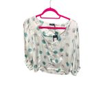 Nasty Gal Shell Print Satin Cropped Blouse Womens Size 6 White Green Party Photo 2