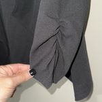 BE.A medium charcoal solid casual draped lightweight blazer top 3/4 ruched sleev Black Photo 4