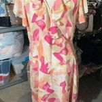 Danillo Boutique PINK FLORAL silky dress size 14 wave V Photo 0
