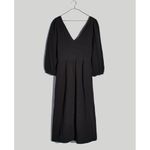 Madewell Midi Dress Size S Black Guaze V-Neck Gathered Waist Casual Versatile Photo 8