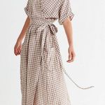 Urban Outfitters  Gabrielle Brown Gingham Linen Midi Wrap Dress Photo 0