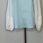 Harshman Womens Perry Cotton Tunic Light Blue White Blouse Size Medium Photo 4