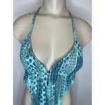 Lascana One Piece Swimsuit Paisley Floral Cutout Sides Halter Plunge Beach Swim Blue Size 2 Photo 4
